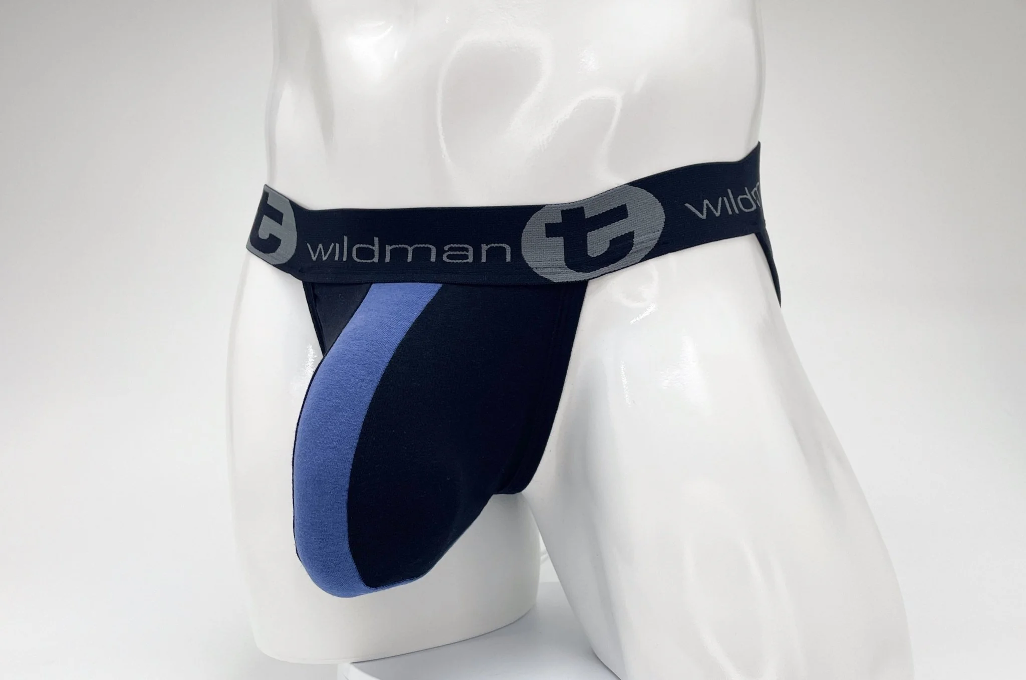 WildmanT Cotton Big Boy Pouch Stripe Jockstrap Black/Royal Blue - Image 8