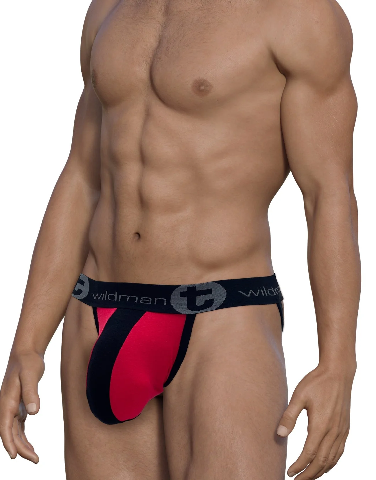 WildmanT Cotton Big Boy Pouch Stripe Jockstrap Red/Black - Image 3